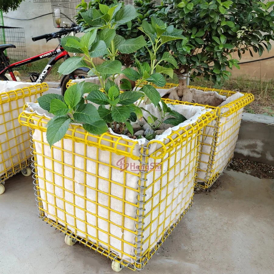 Yellow PVC Coated Welded Wire Mesh Gabion Plant Box for Flower Pots & Planters