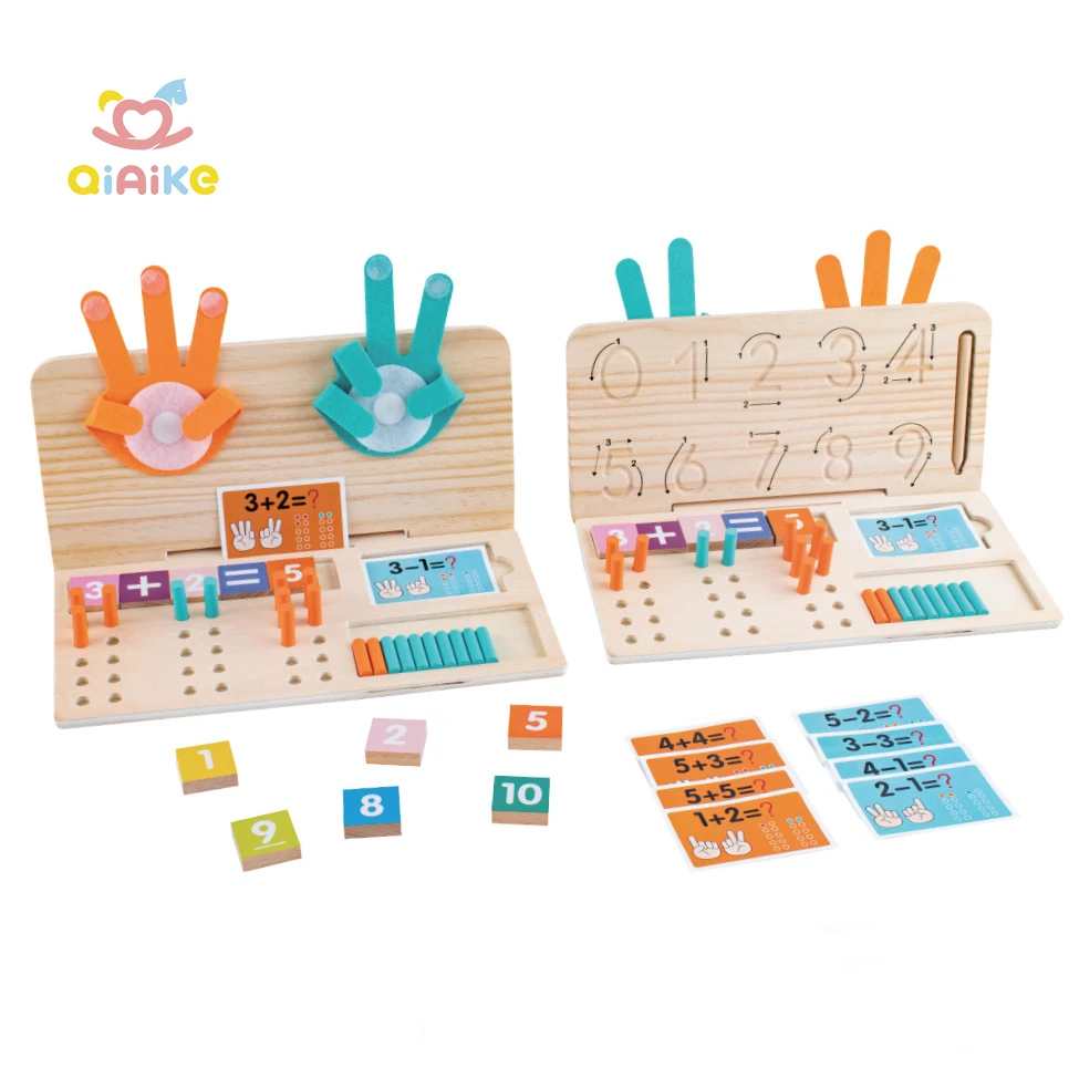 新作おもちゃ 子供向けモンテッソーリ教材 両面指折り数え&数字なぞり書きボード 教育用算数おもちゃ 子供向け