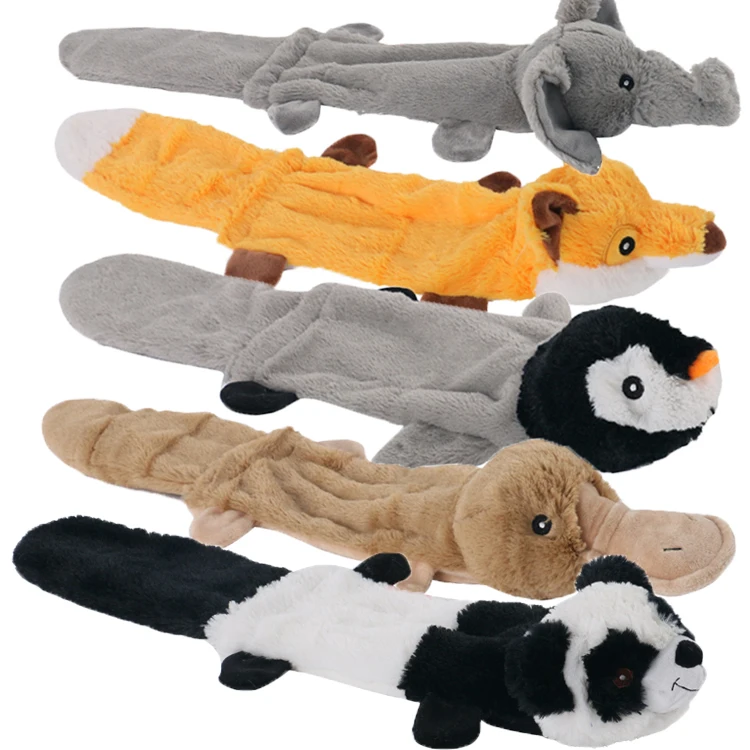 D King Interactive No Stuffing Animals Pet Chew Toys Crinkle Squeaky