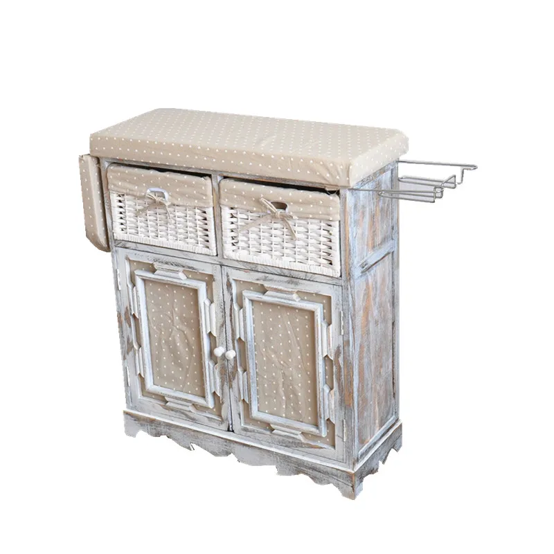 Solid Wood Ironing Board Clothes Factory Furniture Ironing Cabinet Drawer Wicker Iron Chest