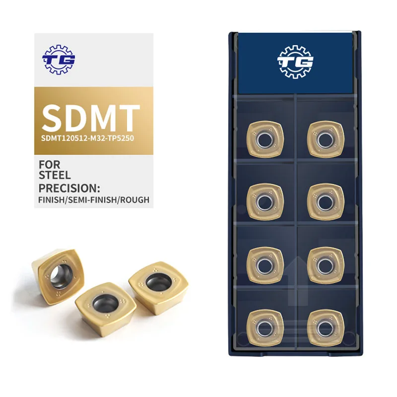 TG SDMT120512-M32-TP5250 أدوات قطع كاربيد CNC ذات تغذية عالية للقطع بالطاحونة، شفرة صينية لأدوات القطع مع دعم OEM