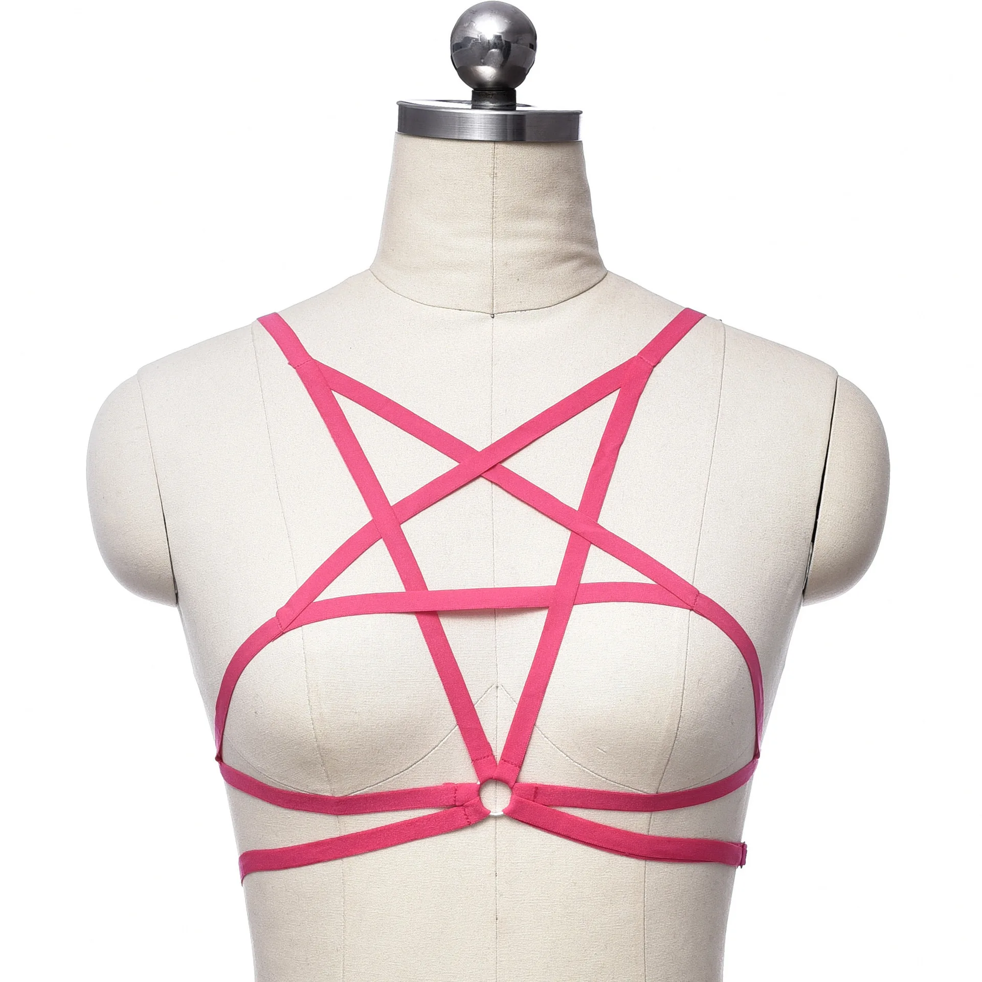 Women Gothic Harness Elastic Cupless Cage