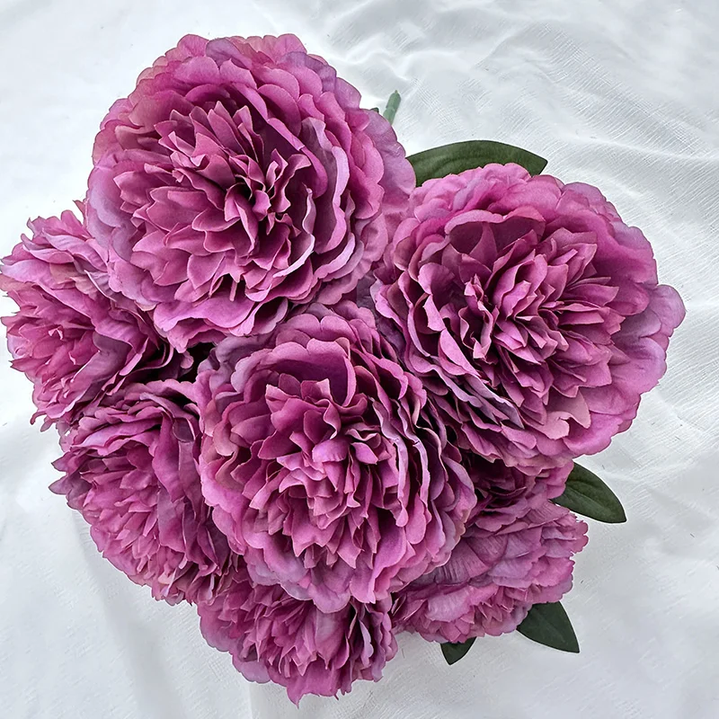 product meiyang 9 heads peony artificial silk peony flower arrangement for home interior decoration high quality  graduation-58