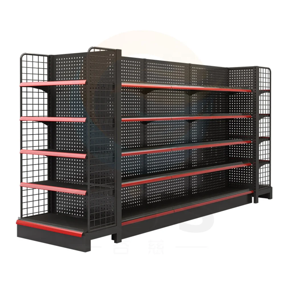 High Quality Durable Double-Sided Gondola Shelving for Supermarket and Convenience Store Metallic Display Shelves
