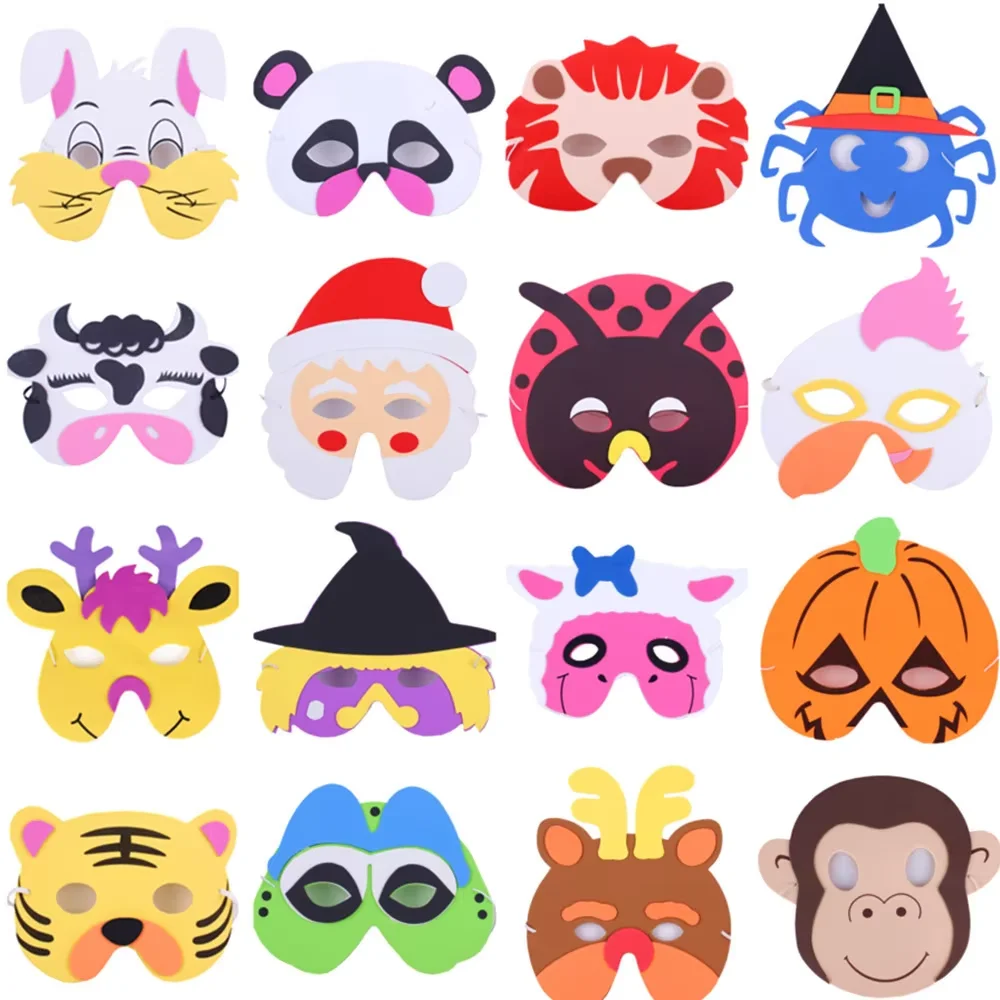 Masques Animaux En Feutre Pour Enfants - Lot De 10 Modèles - Avec élastique Réglable - Pour Anniversaire, Halloween, Fête Déguisée Jeu Déguisement Fête Mascarade