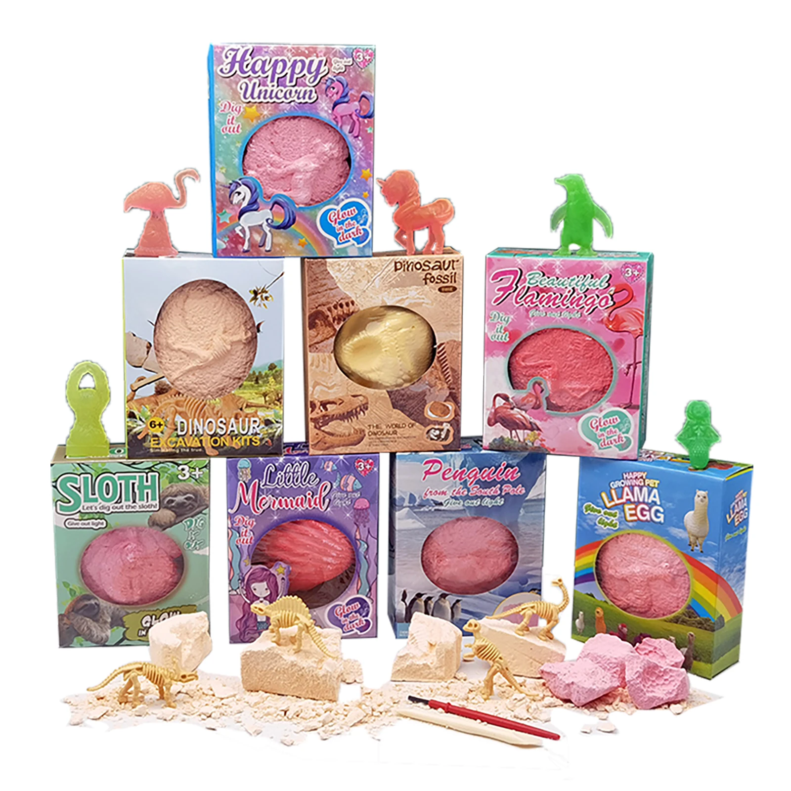 Unisex Archaeological Dig Dinosaur Skeleton Model Children's Educational Toy Mermaid Unicorn Animal Plaster Toys Stall Blind Box