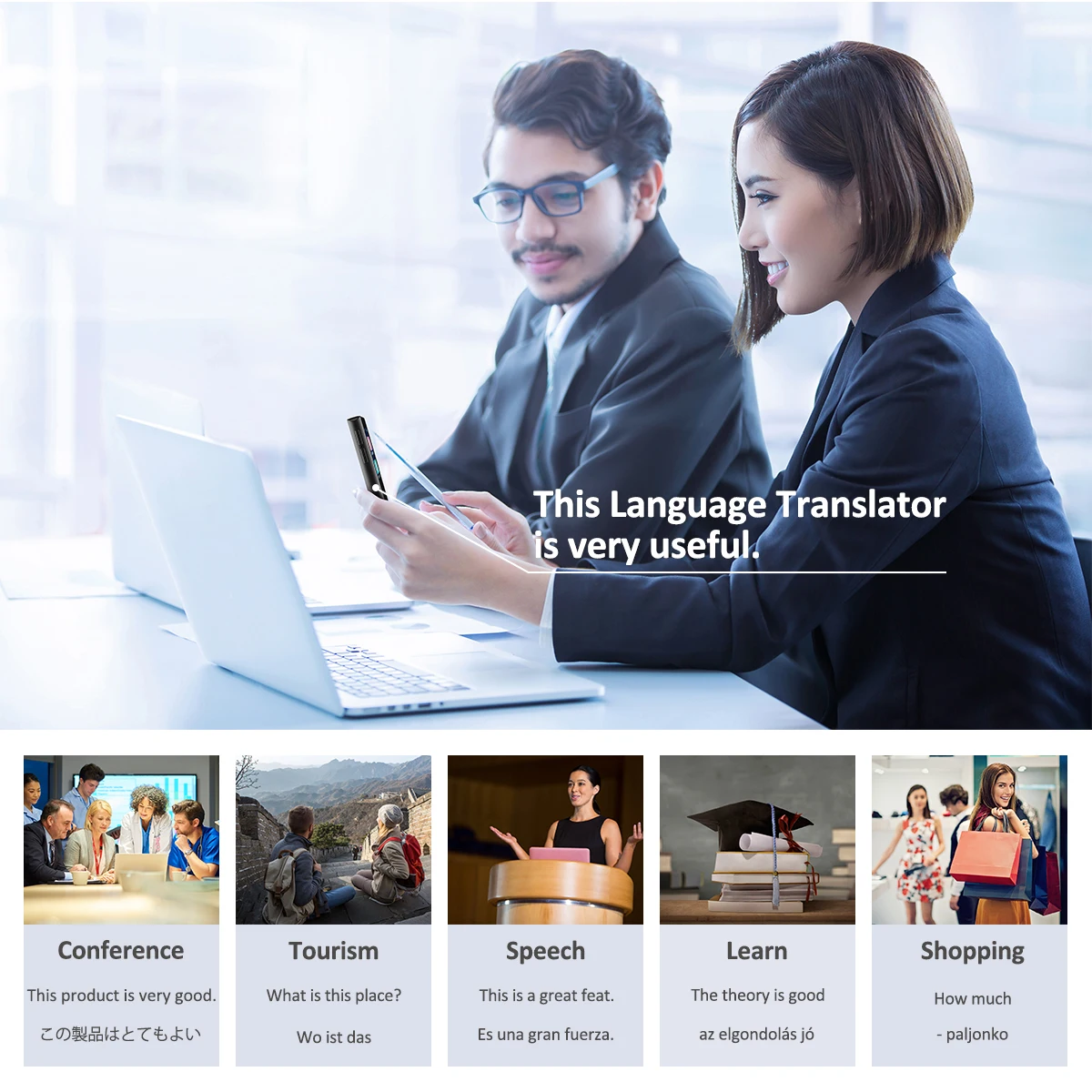 Two-Way WiFi hotspot Real Time 52 Multi-Language T6 Voice Translator