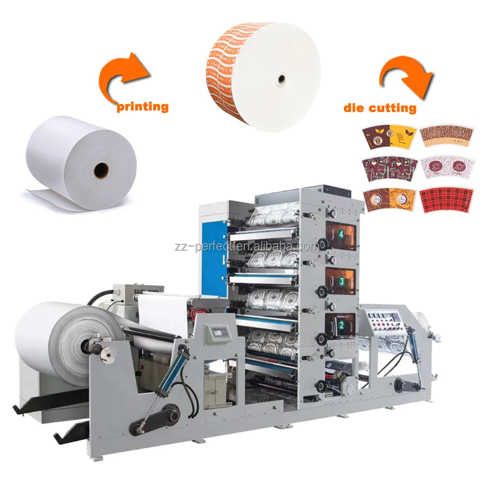 Automatic Paper Cup Fan Printing and Die Cutting Machine Coffee Paper Cup Flexo Printing Machine
