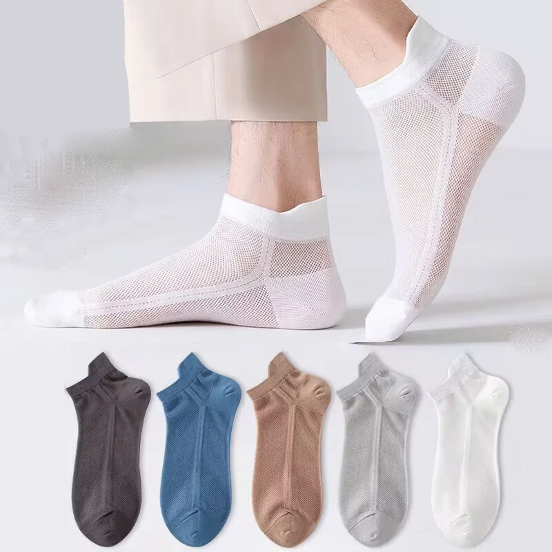 Men's White Sports Socks - Breathable Mesh Design