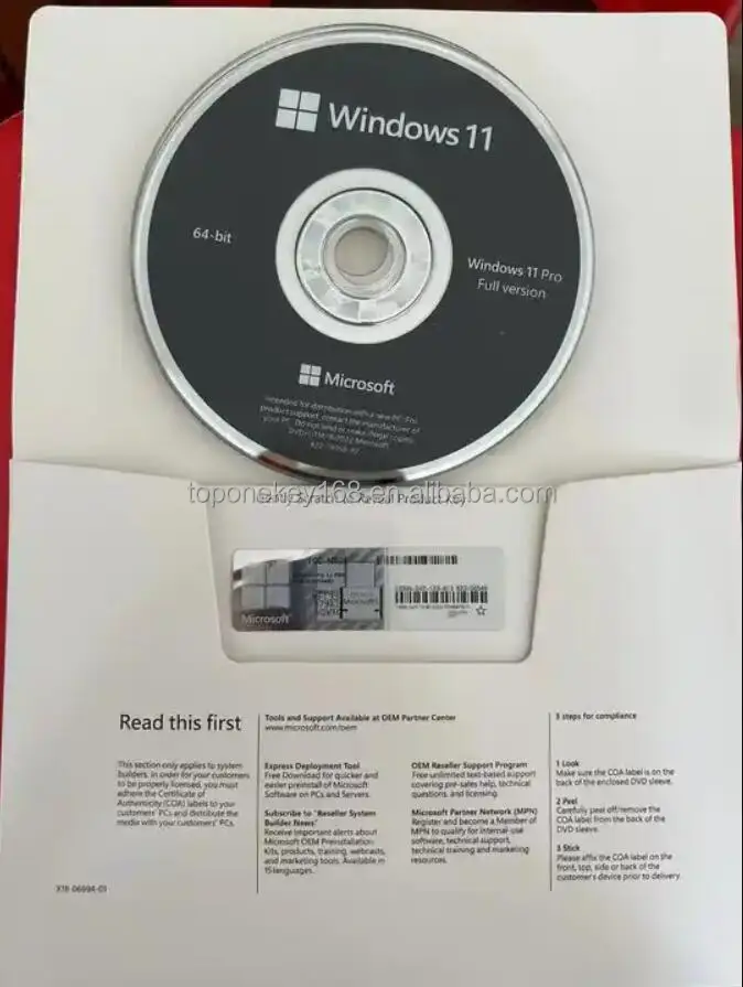 Windows 11 Pro DVD OEM COA with Sticker - Global Activation