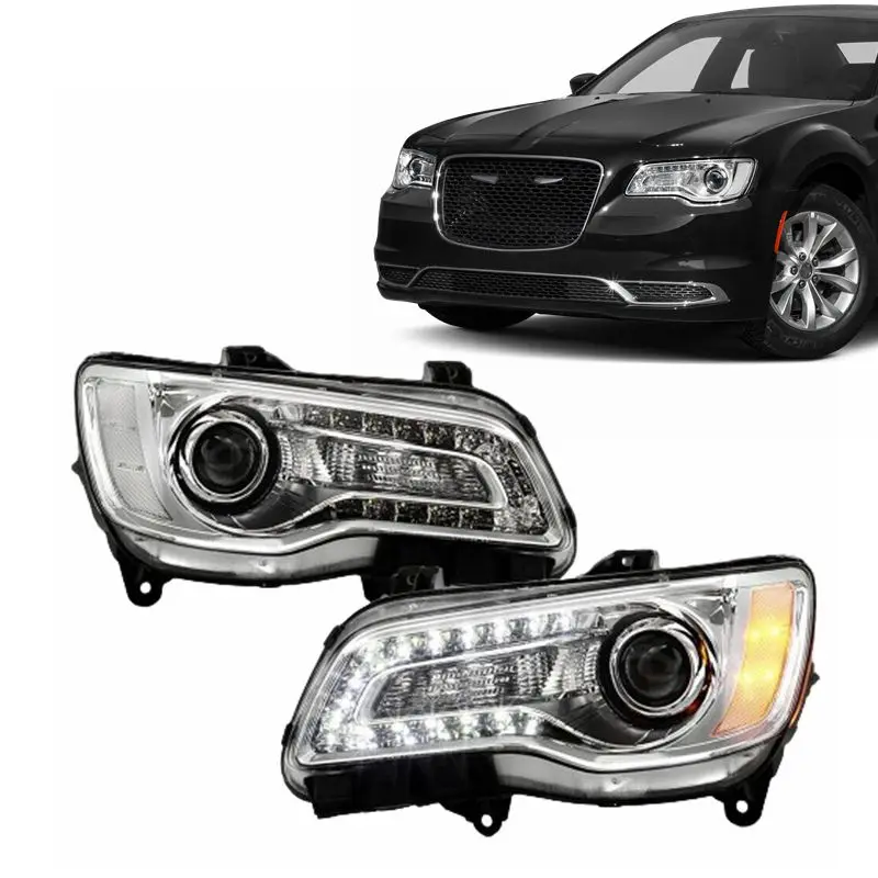 USA version OEM auto parts Chrome LED Strips Projector headlight headlamps for Chrysler 300C 2015 2016 2017