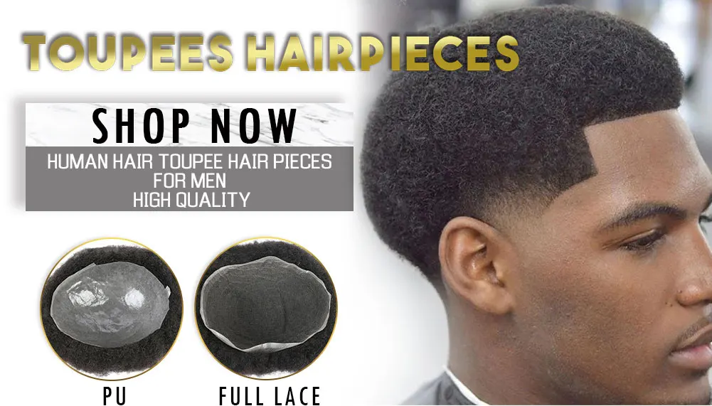 Men's Full Skin Toupee 100% Remy Human Hair | Natural Curly Hair Replacement Unit