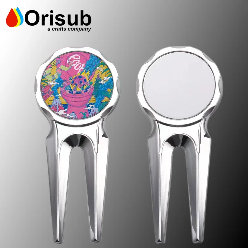 Personalized golf ball marker blanks sublimation metal Golf Divot Tool