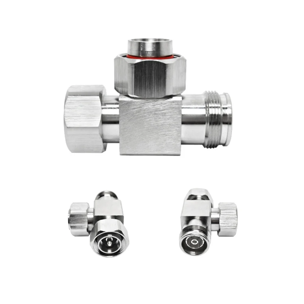 4.3-10 Three Way Adapter RF Connector 4.3-10 DIN Male to  DIN 4.3/10 Plug to 4.3/10 Female Jack  Straight RF Coaxial Adaptor