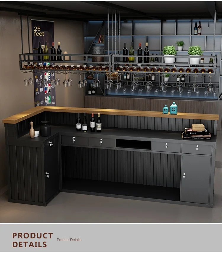 retro industrial style solid wood bar