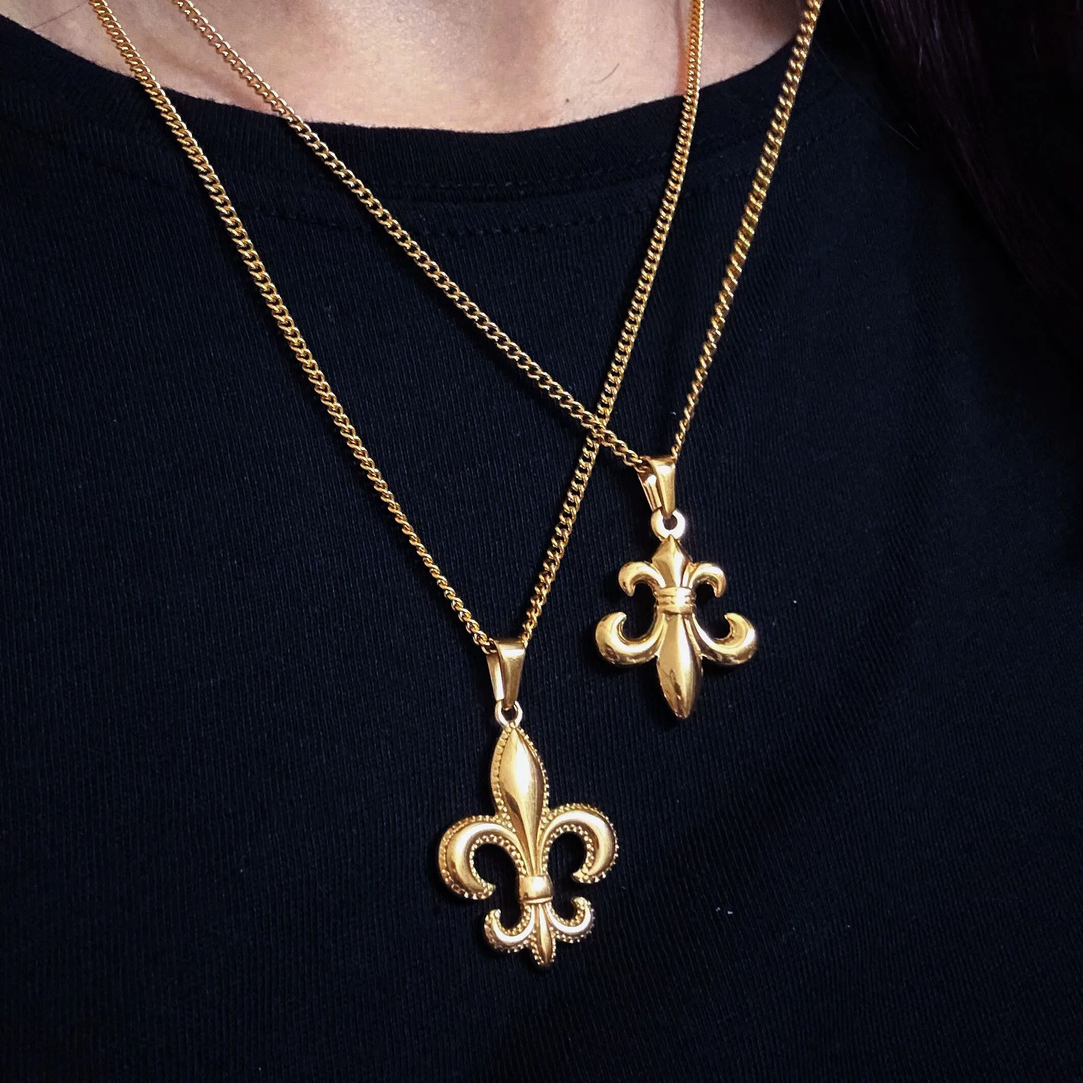 Gold Mens Fleur De Lis Necklace Shop Our In-Stock PVD Gold Plated