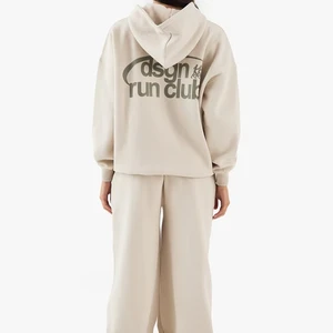 Customized Oversized Printed Women's Hoodie Drop Shoulder Streetwear Puff Print Hooded Joggers Set for Women