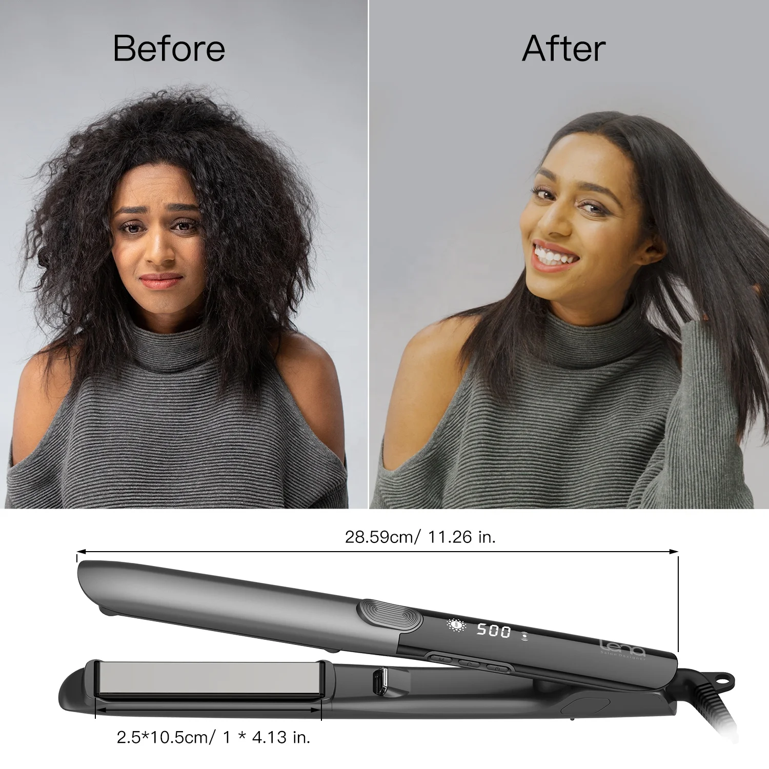 Lena Custom Fast Heated Floating Plate 480 500 Degrees Flat Irons Titanium Hair Straightener for Keratin Treatment