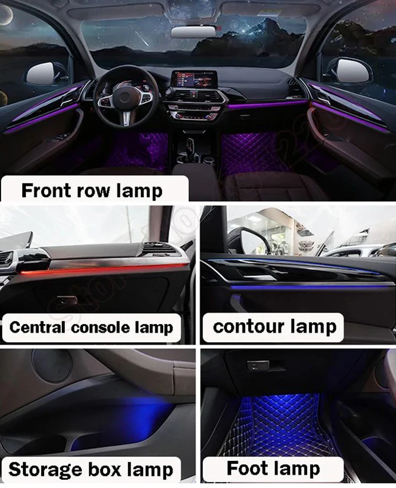 11 Colors LED Ambient Light Interior Atmosphere Lamp for BMW X3 18