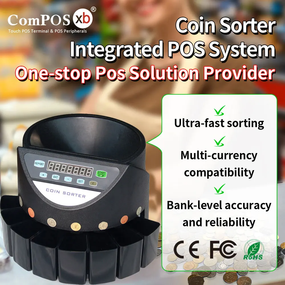 高品質コインカウンター、スタンプコイン製造機、コイン計数機、USD/ユーロ/カナダコイン対応、黒白
