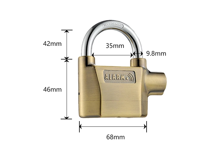 70mm Aluminium Alloy Zinc Padlock Alarm Chrome Alerts With Alarm ...