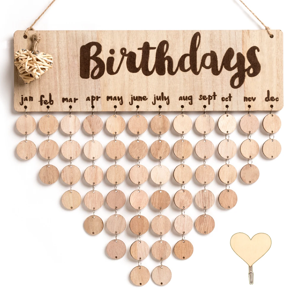 Chic Wood Birthday Reminder Boards plaque Sign Family &Friend DIY Calendar Chic Wood Birthday Reminder Boards plaque Sign Family &Friend DIY Calendar