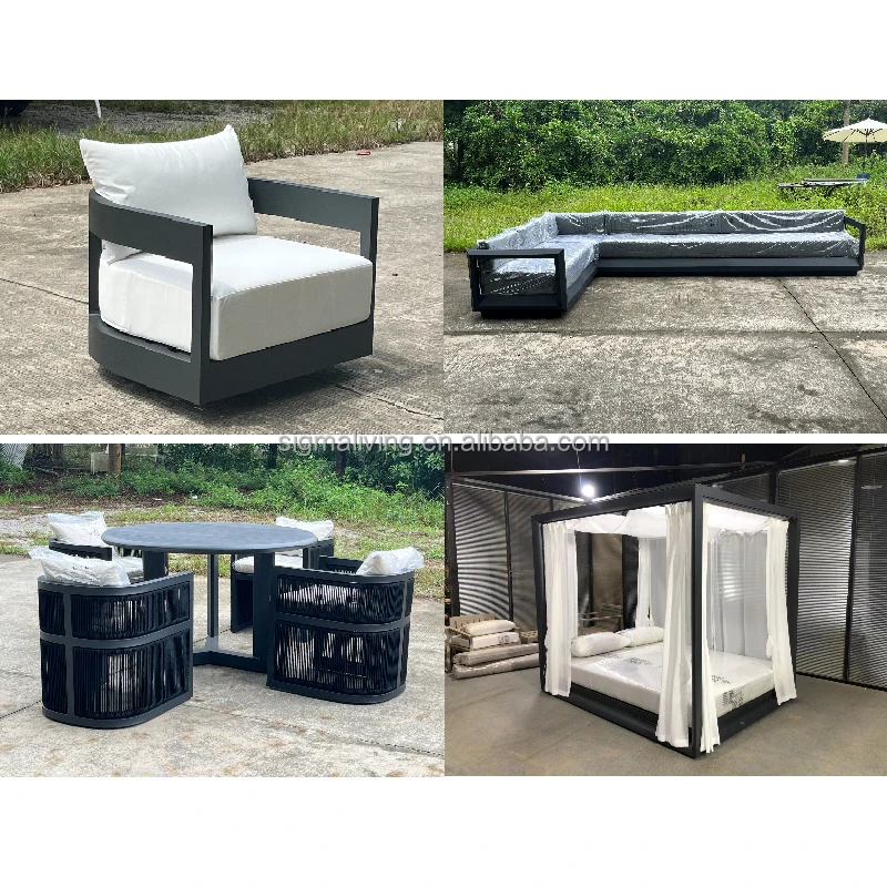 Rope furniture sofa Mixed outdoor aluminum casting patio sofa waterproof stain-proof garden sofa