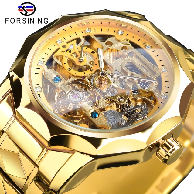 Forsining 2025 New New Tourbillion Design Mens Luxury Business Golden Automatic Mechanical Skeleton Wrist Watch Male Clock