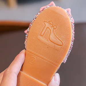 Korean Toddler Children pink Sequins Pu Upper Ballroom/Latin Dancing Party Princess Shoes for Girls