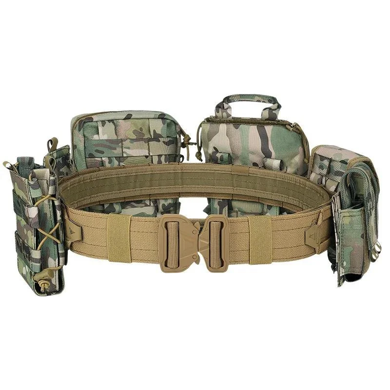 High Quality Adjustable Mountaineering Multifunctional Tactical Waist Bag Quick-release Buckle Camouflage Belt With Pouches