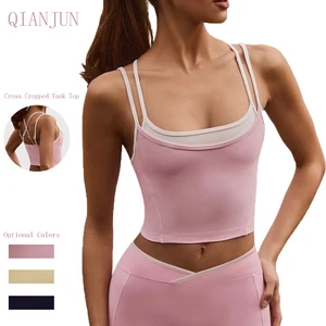 Wholesale Plus Size Breathable Lightweight Gym Fitness YogaTank Top Cross Back Yoga Bra Workout Yoga Vest Women's Top