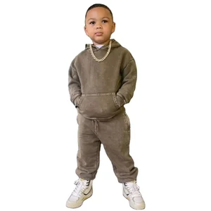 Streetwear Fashion Vintage Hoodie Jogger Set Washed Color Kids Designers Clothes Tracksuit