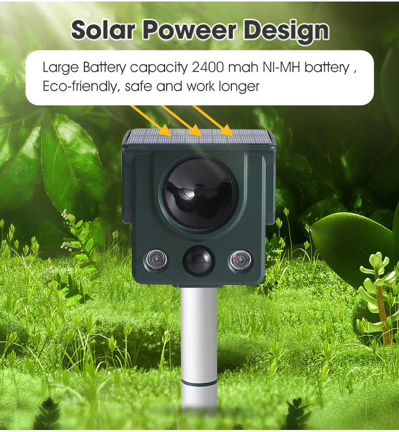 SAIJZEK New Rohs Upgrade Outdoor Solar Animal Repeller Cat Dog Bird Fox Raccoon Wild Pig Deterrent Solar Cat Repeller details