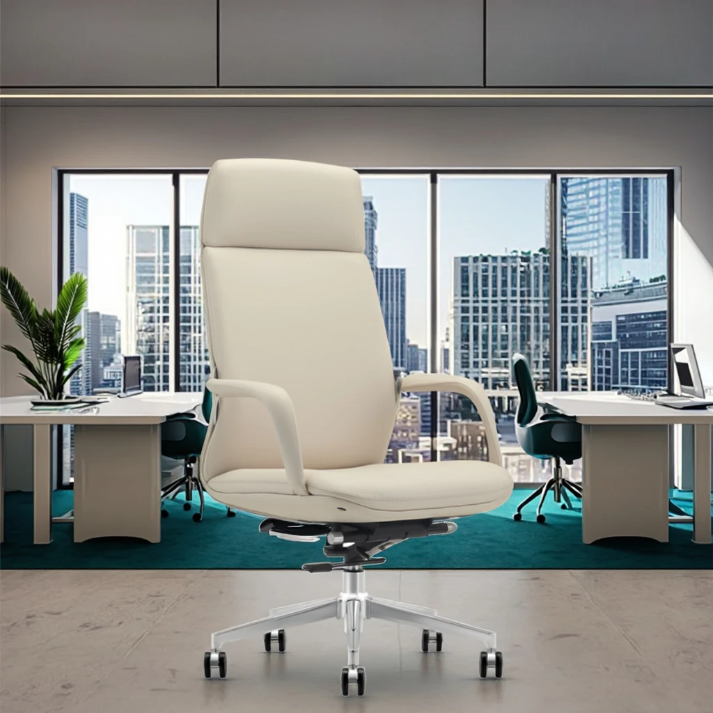Leather Executive Managers Chair Double Plywood Core Butterfly Mechanism Commercial Grade 5
