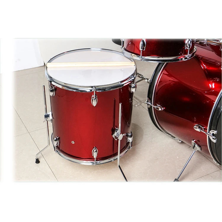 Wholesale Professional Red Drum Set with Made in China Musical Instruments Black 5pcs Acoustic Drum Kit