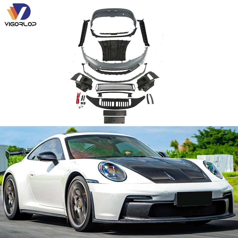 Auto Parts PP Material Front And Rear Bumpers Upgrade Body Kit For Porsche 992 2020-2024 Modified