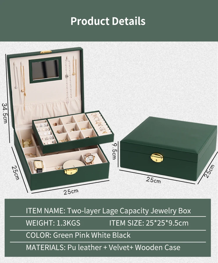 New Mirror Lock Earring Watch Jewellery Organizer Jewelry Storage Case