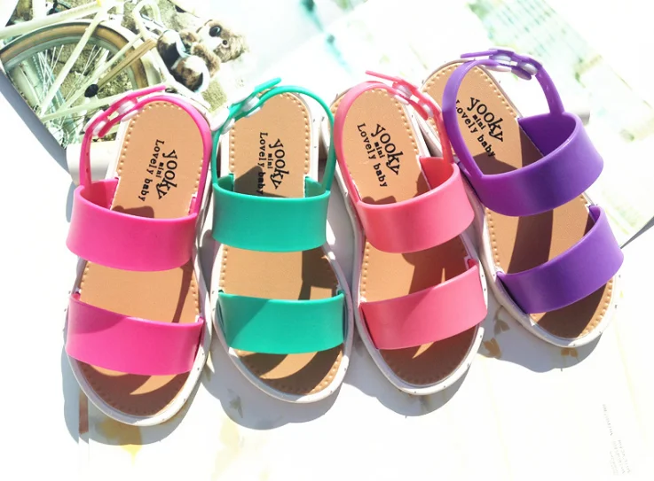 
Модные Цветные классические сандалии из ПВХ для маленьких девочек 