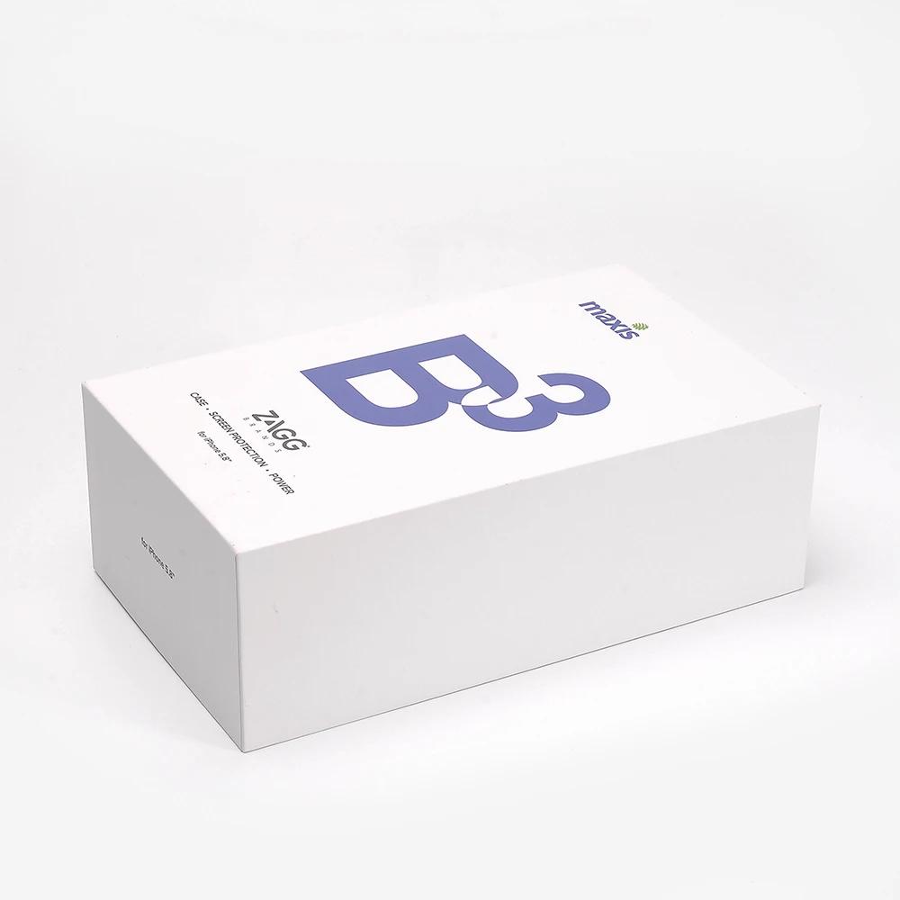 Custom UV Logo Recyclable 2 Pieces Cardboard Packaging Lid and Base White Phone Paper Gift Box