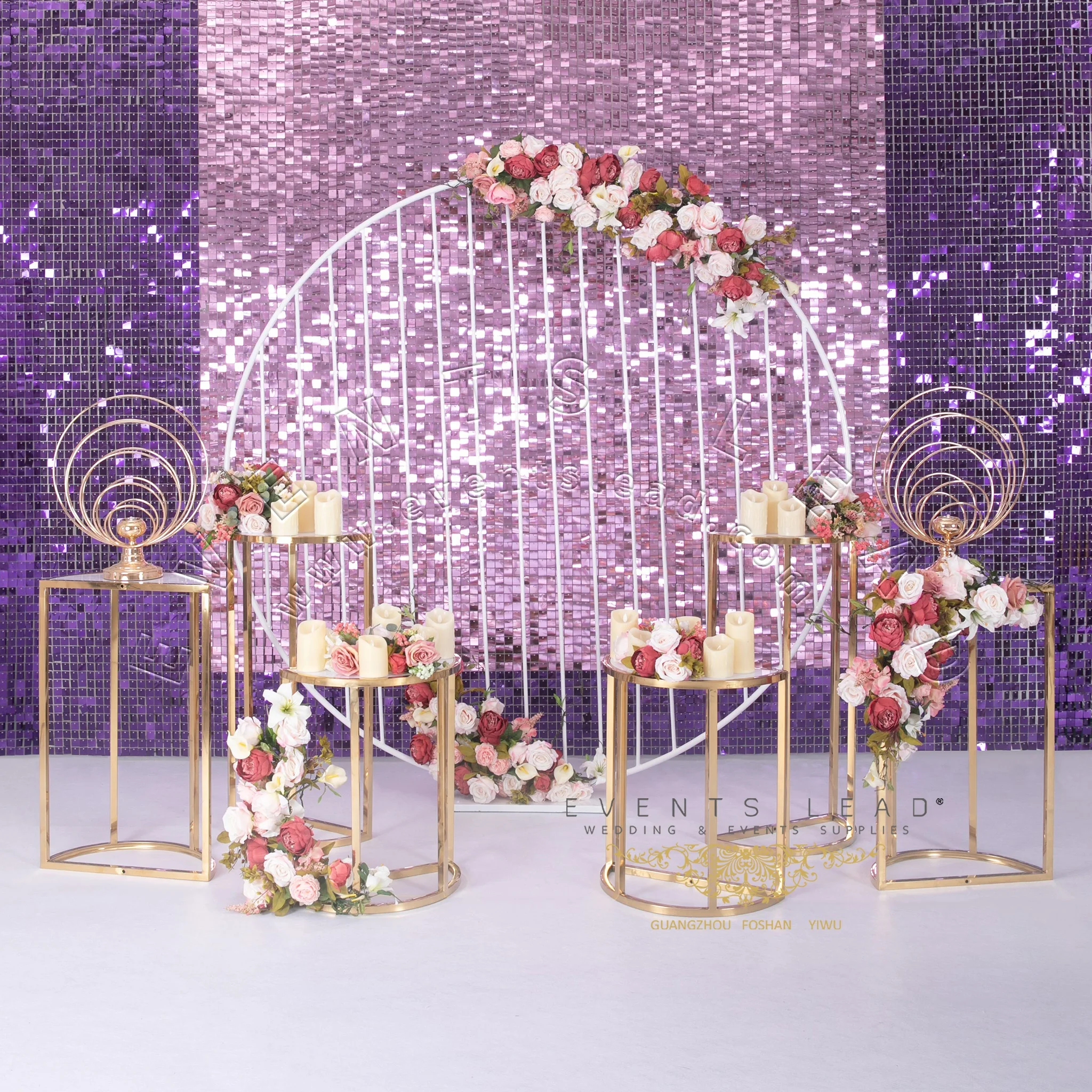 bling bling金色和白色新项medeia花架的显示集婚礼派对