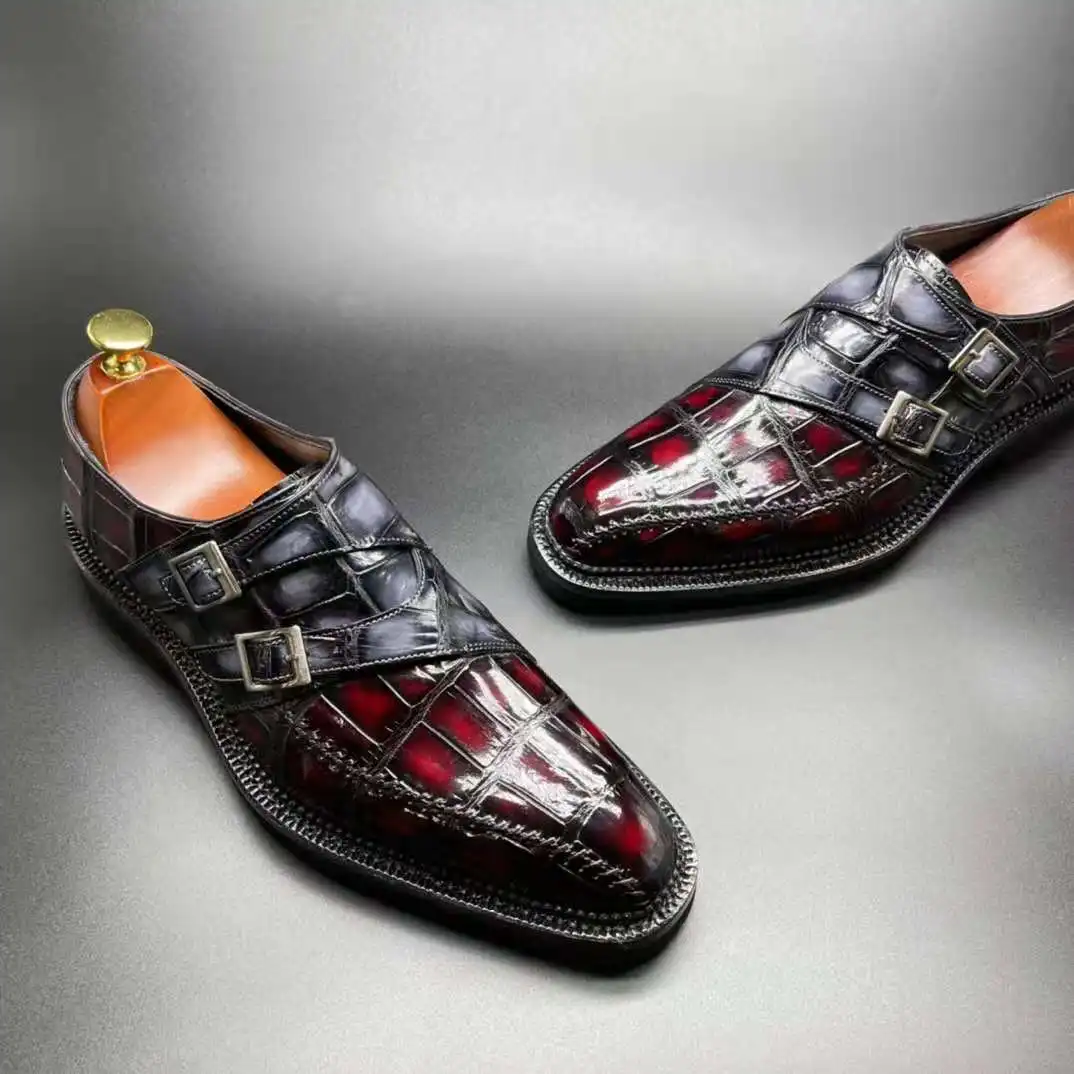 Luxury Design Men's Casual Shoes Big Size Genuine Crocodile Leather Man ...