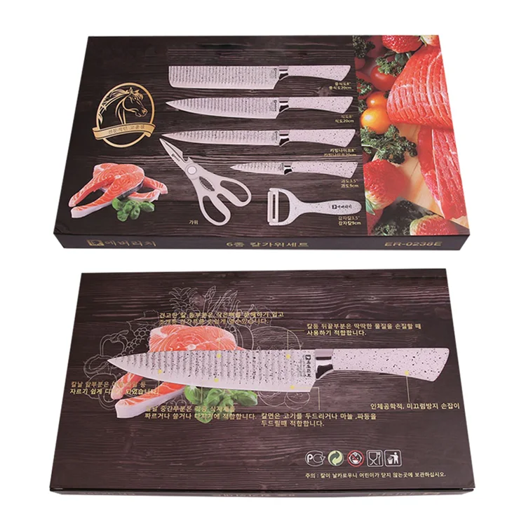 Набор кухонных ножей 6 шт., роскошные аксессуары для готовки, белый цвет