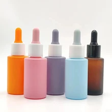 High Quality 30ml Flat Shoulder Glass Serum Bottle 1oz Hair Oil Dropper for Essential Oil and Cosmetic Use Colorful Design