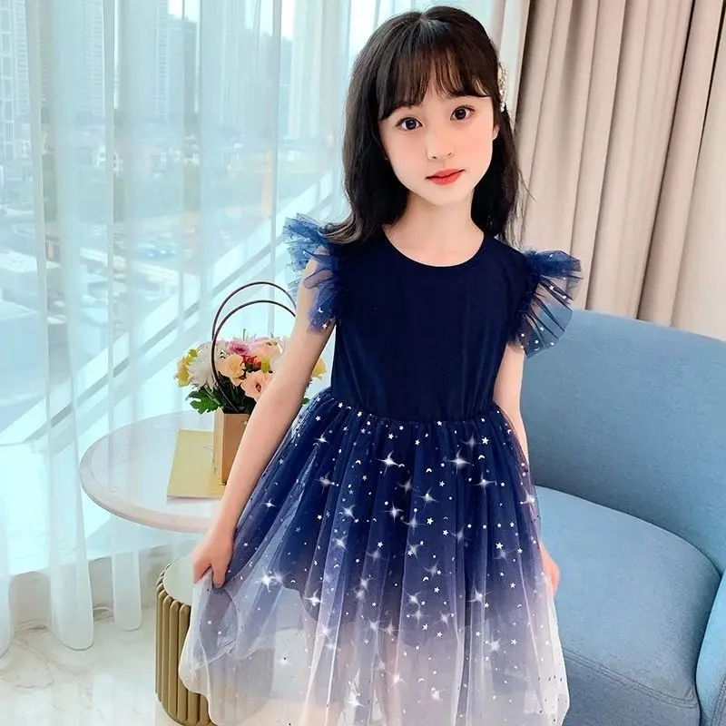 Summer Girls' Dresses Kids Dresses for Girls Cartoon Print Cotton Puff  Sleeve Dress - Walmart.com