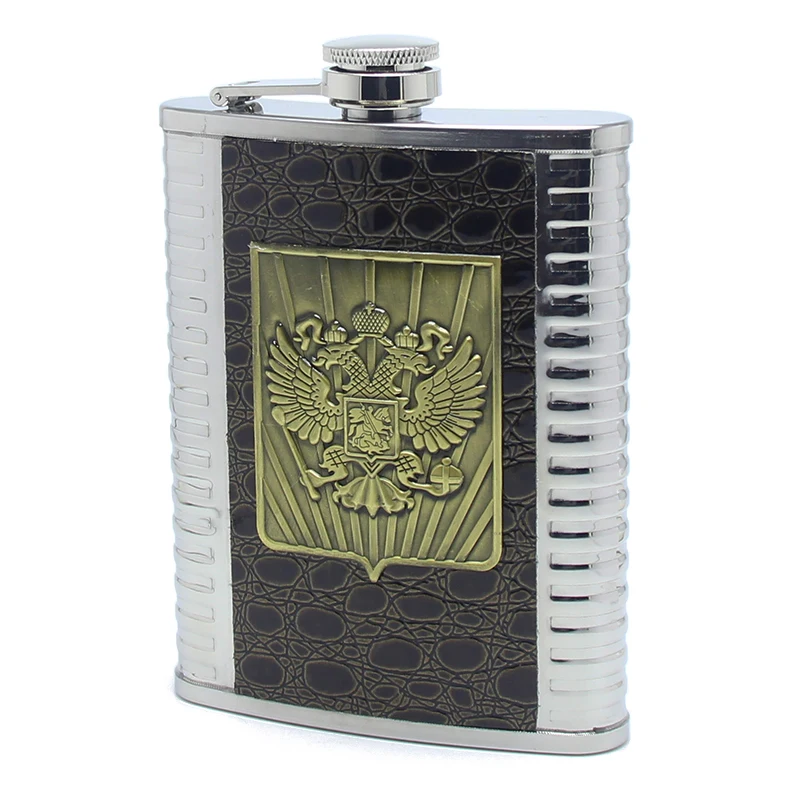 8oz Stainless Steel Hip Flask Leather Flagon Whiskey Wine Bottle Alcohol Kettle 