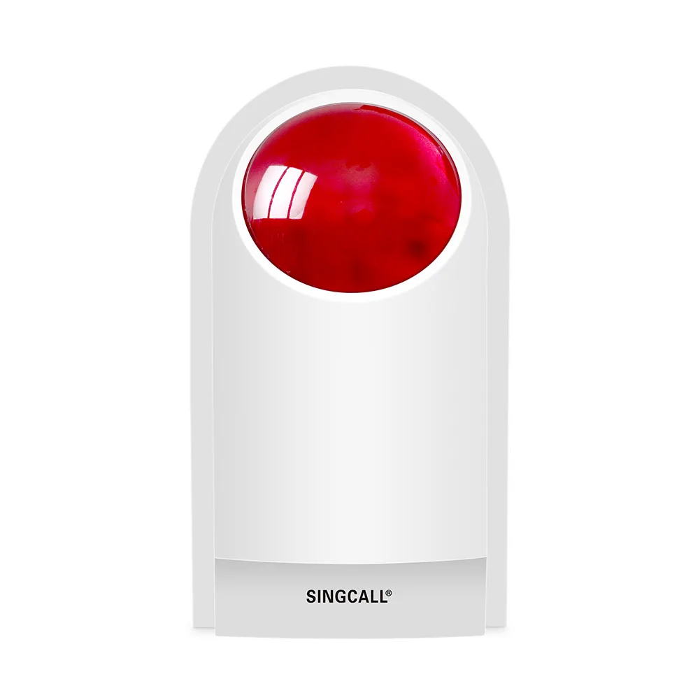 SINGCALL Home Security Bugalr Alarm System Call Button Pager Wireless Flash Strobe Siren for Toilet
