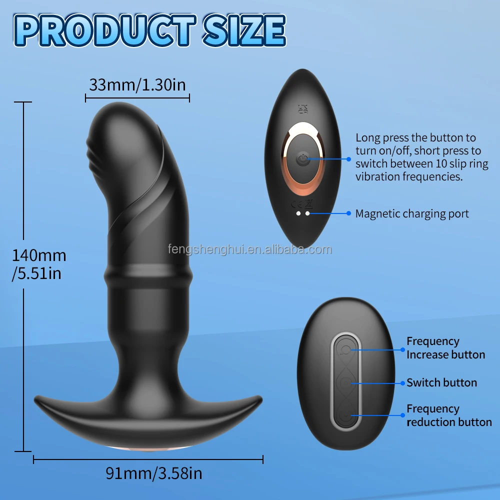 Man Nuo Remote-Controlled Pleasure Pulse Pulsing Prostate Massager Telescopic Vibrating Section for Male Perineum Anal Sex Toys