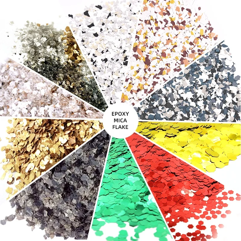 Color Flakes Chips with Epoxy Resin Flooring  Natural and Synthetic colorful Mica flake  for Decoration Coatings Biotite Mica factory