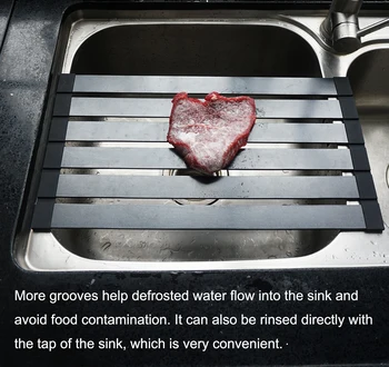 Defrosting Rack and the Roll up Dish Drainer Rack Over Sink for Frozen Meat Fast Defrost and for Fruits and Dish Drying