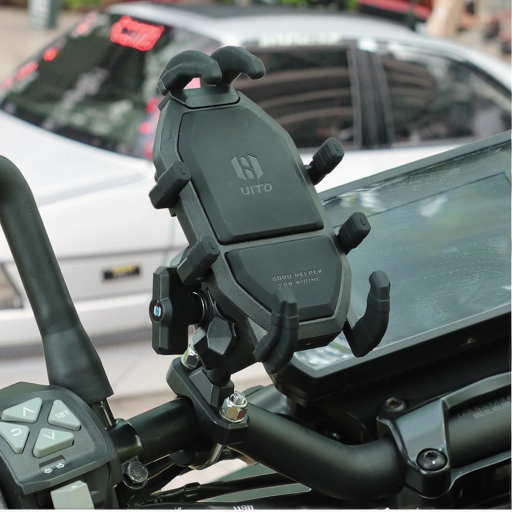 SMNU Waterproof Shock-Dampening Aluminium Alloy Motorcycle Phone Mount Stand Mobile Cellphone Holder Anti-Corrosion for Riding